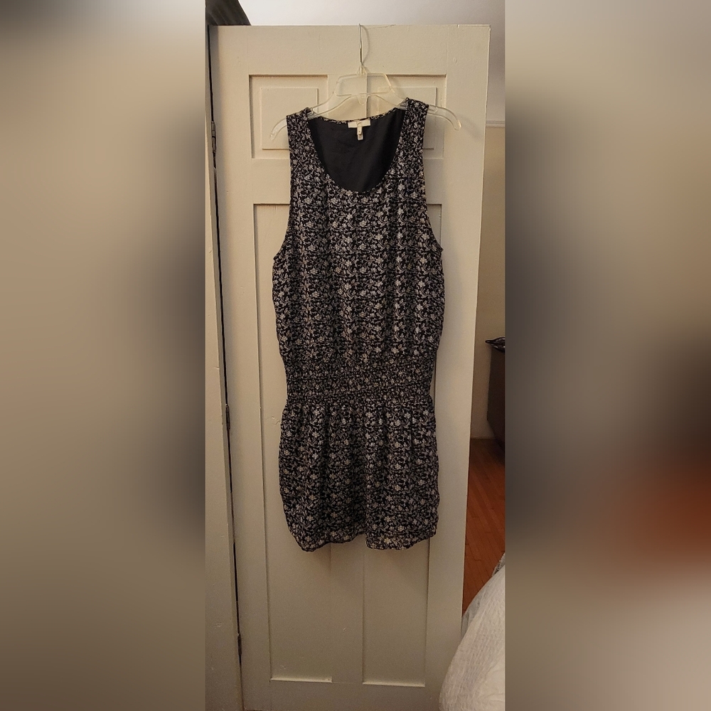 Joie drop waist dress, Size M, black with tan print
